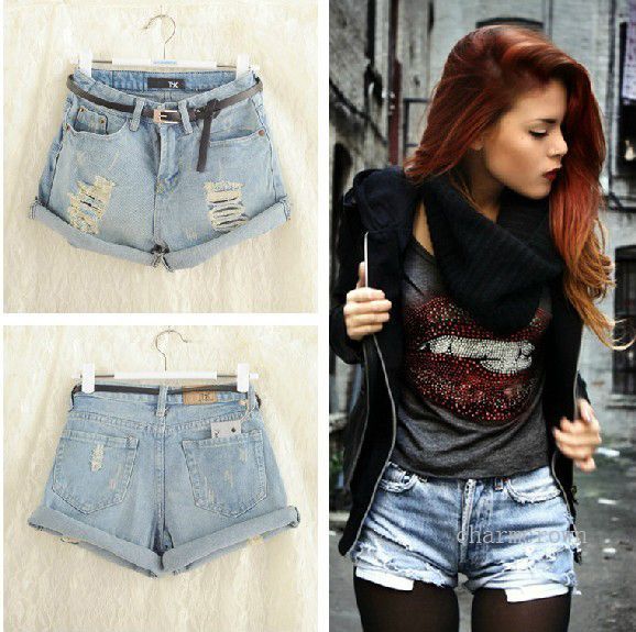 Shorts Jeans Retro Cintura Alta